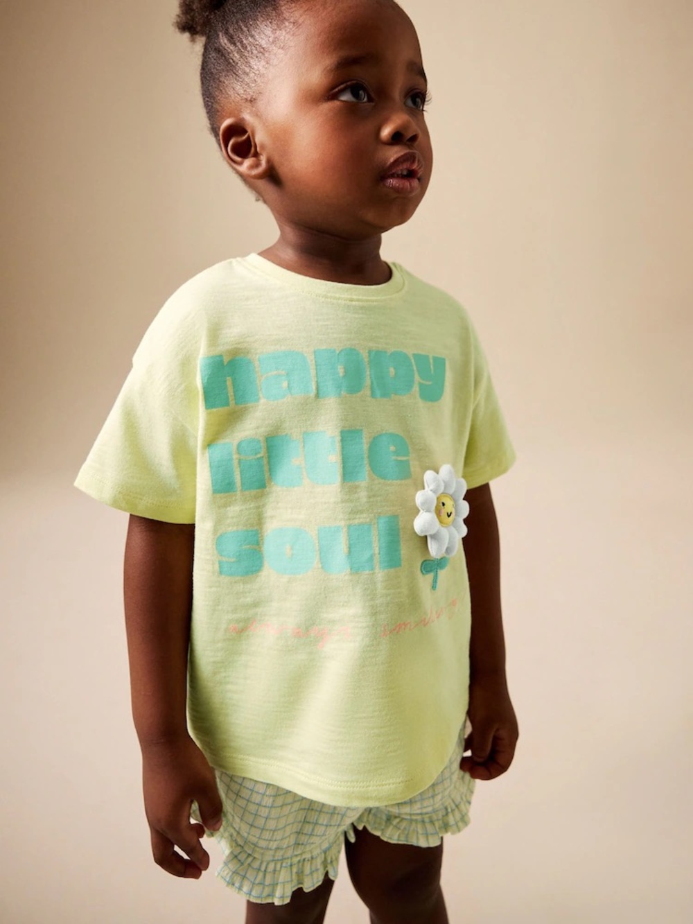 Next Lime Green Flower Short Sleeve Top and Shorts Set Size 2/3 Years